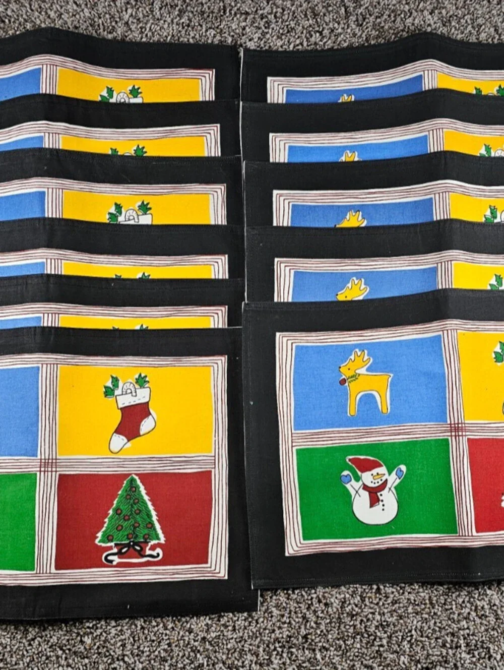 Lot of 11 Vintage Christmas Placemats Bright Bold Colors by Mango Home